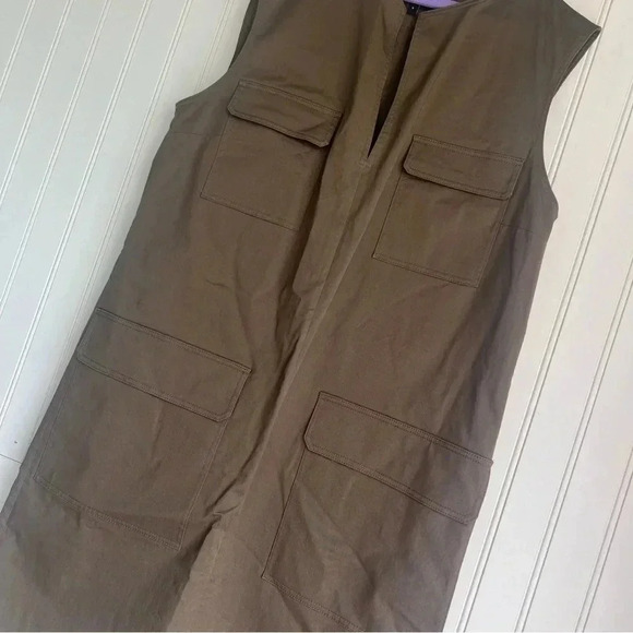 Theory Size 6 Utilitarian Mini Shift Dress in Stretch Chino Green - Picture 4 of 6